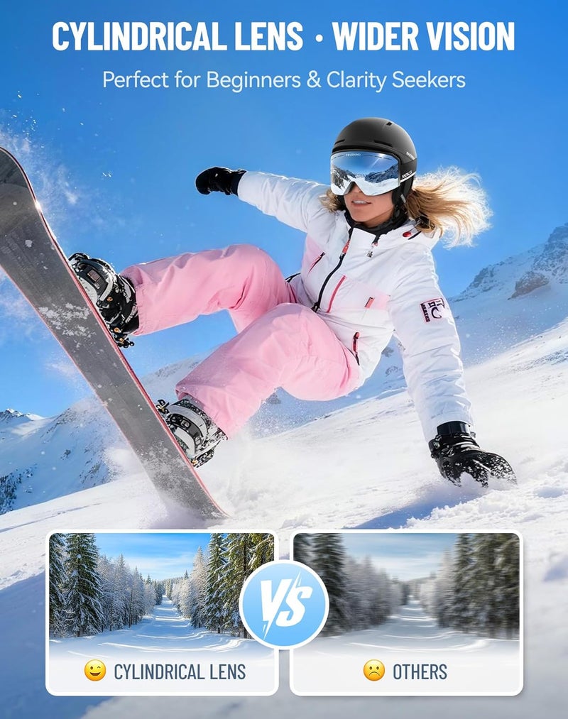 Innerking Ski/Snowboard Goggles OTG for Men Women & Youth - Over Glasses Snow Sports Goggles Anti Fog 100% UV400 Protection - Image 5